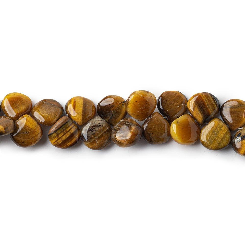 6-8mm Tiger's Eye plain heart Beads 7.5 inch 57 pieces - The Bead Traders