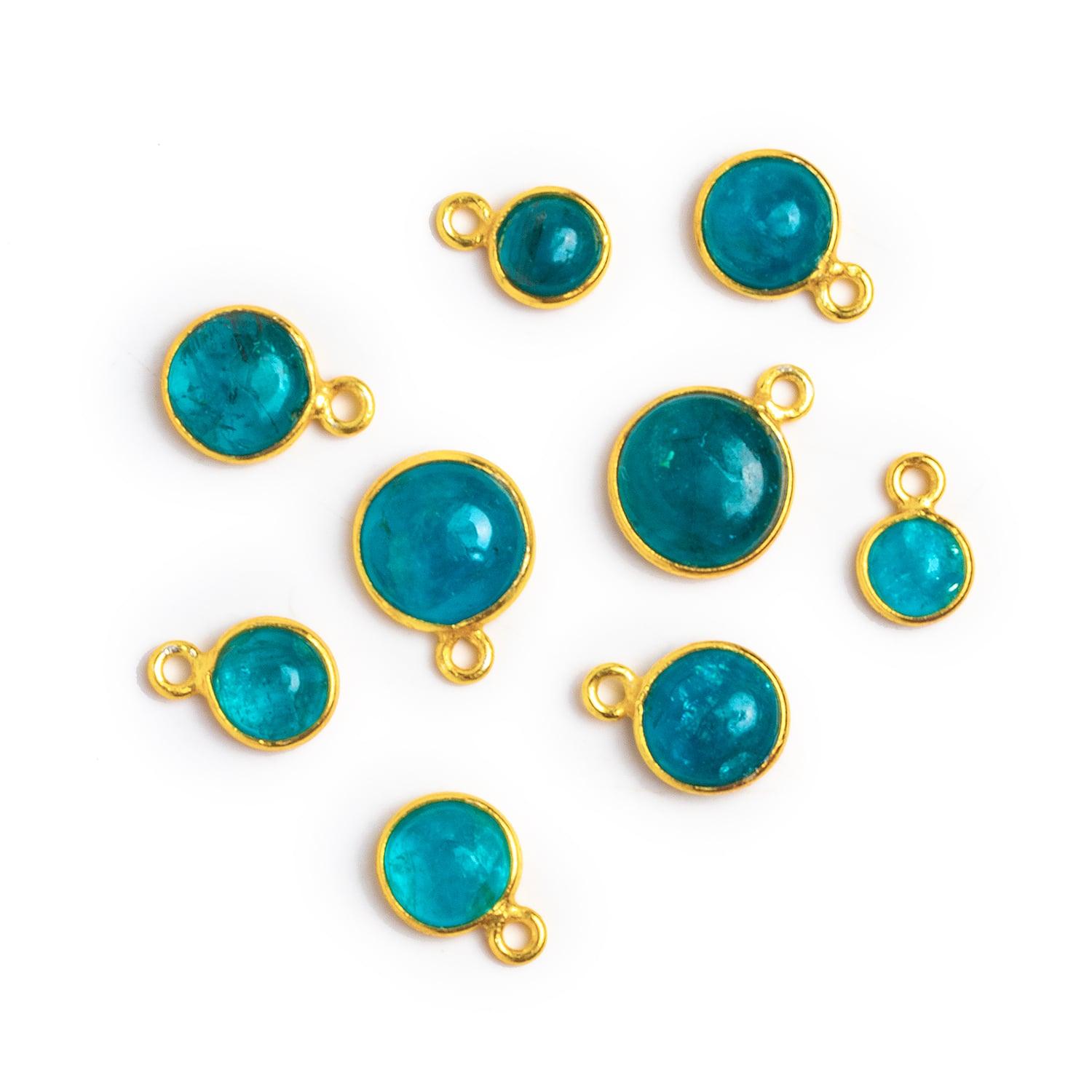 6-8mm Vermeil Bezeled Apatite Coin Pendant 1 Bead - The Bead Traders