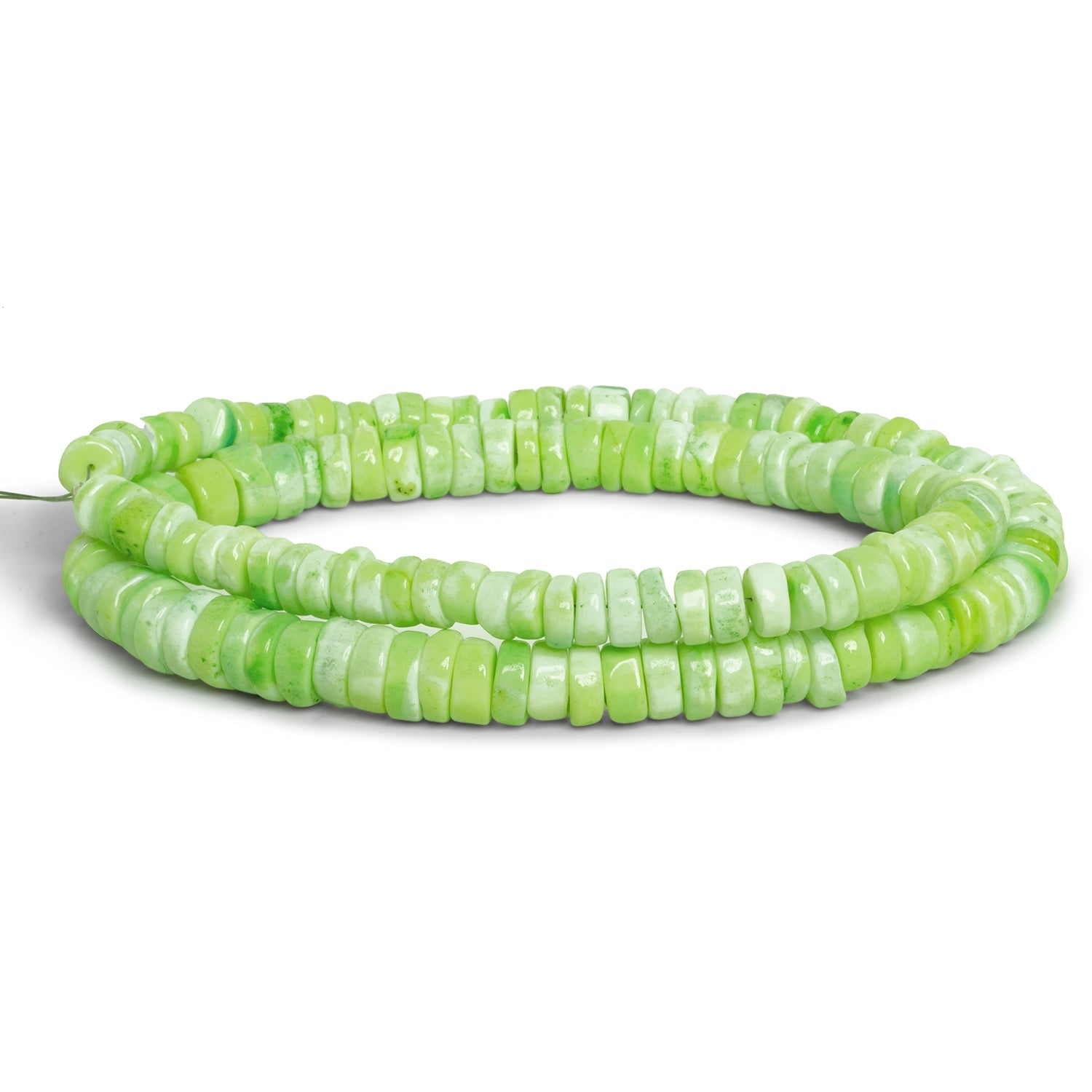 6-8mm Yellow Green Opal Plain Heishis 16 inch 135 beads - The Bead Traders