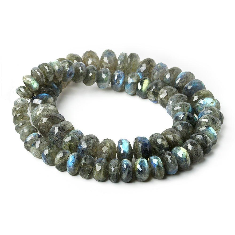 6.5-11mm Labradorite Faceted Rondelle Beads 15 inch 73 pieces - The Bead Traders