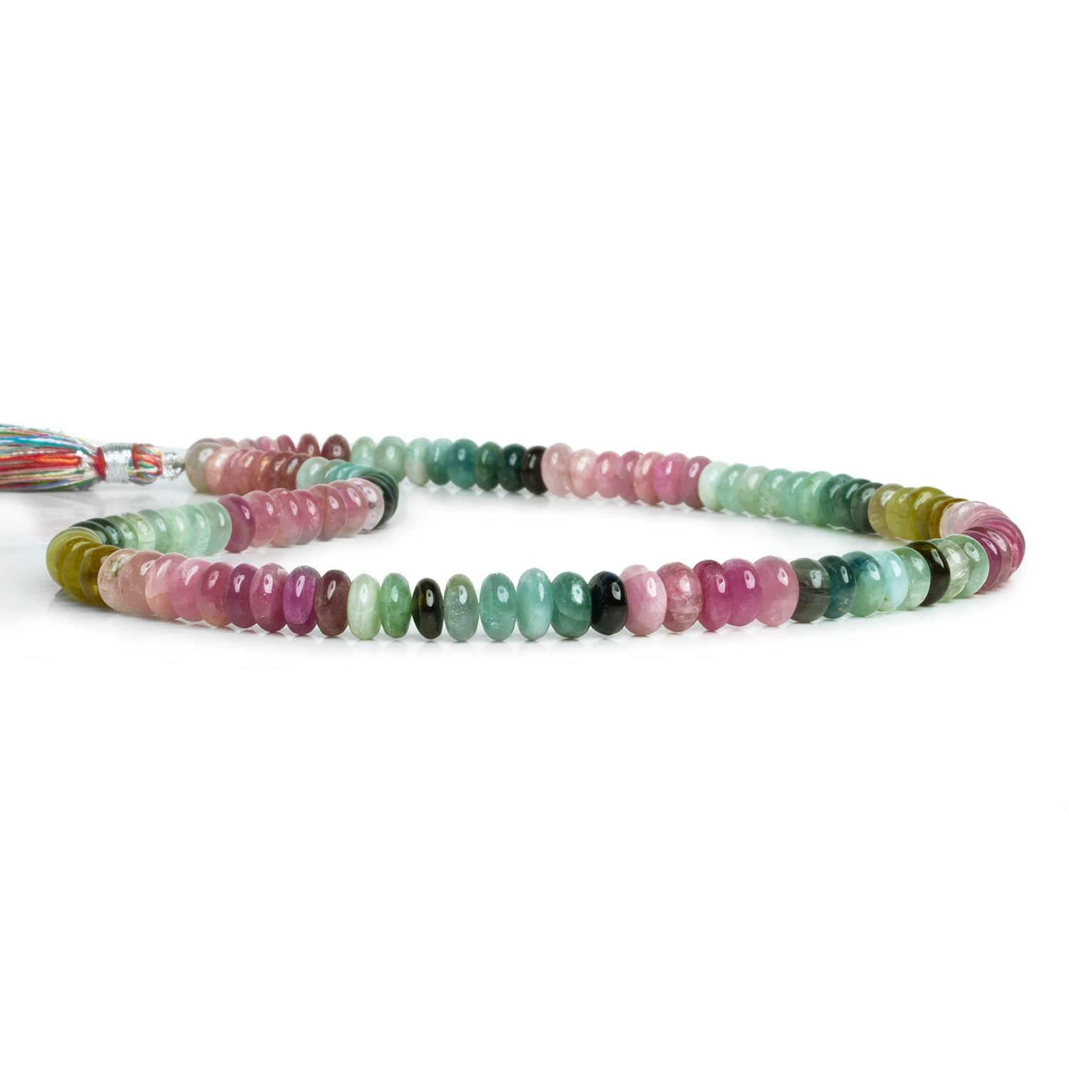 6.5-7.5mm Afghani Tourmaline Plain Rondelle Beads 15 inch 105 pieces - The Bead Traders