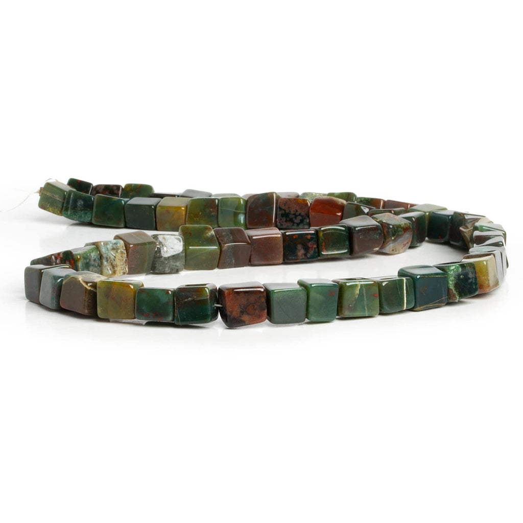 6.5-7mm Jasper Handcut Cubes 16 inch 53 beads - The Bead Traders