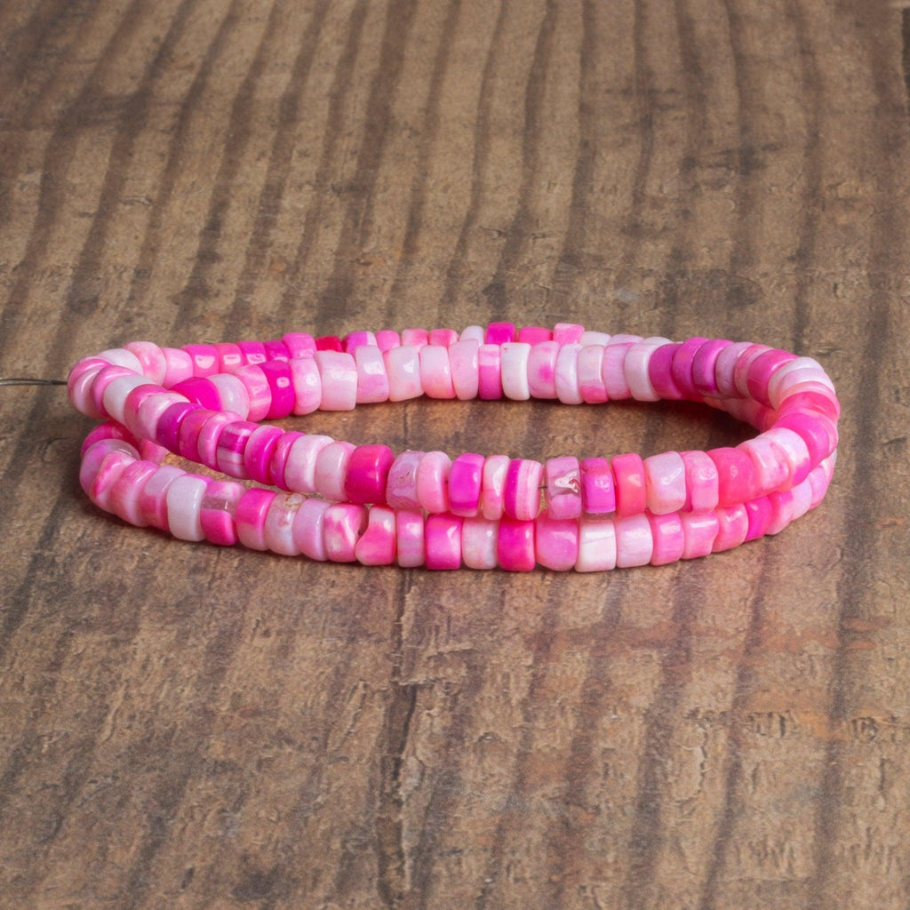 6.5-7mm Neon Pink Opal Plain Heishis 16 inch 105 beads - The Bead Traders