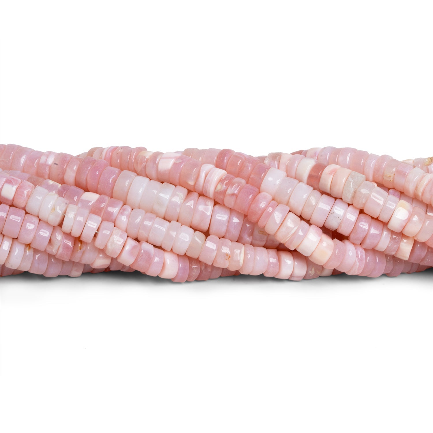 6.5-7mm Pink Opal Plain Heishis 16 inch 115 beads - The Bead Traders