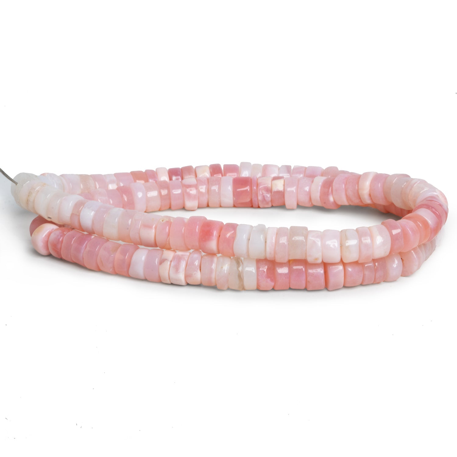 6.5-7mm Pink Opal Plain Heishis 16 inch 115 beads - The Bead Traders