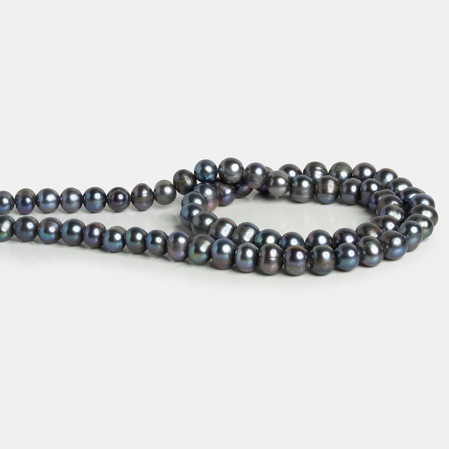 6.5-7mm Steel Peacock Baroque Pearls 15 inch 64 beads - The Bead Traders