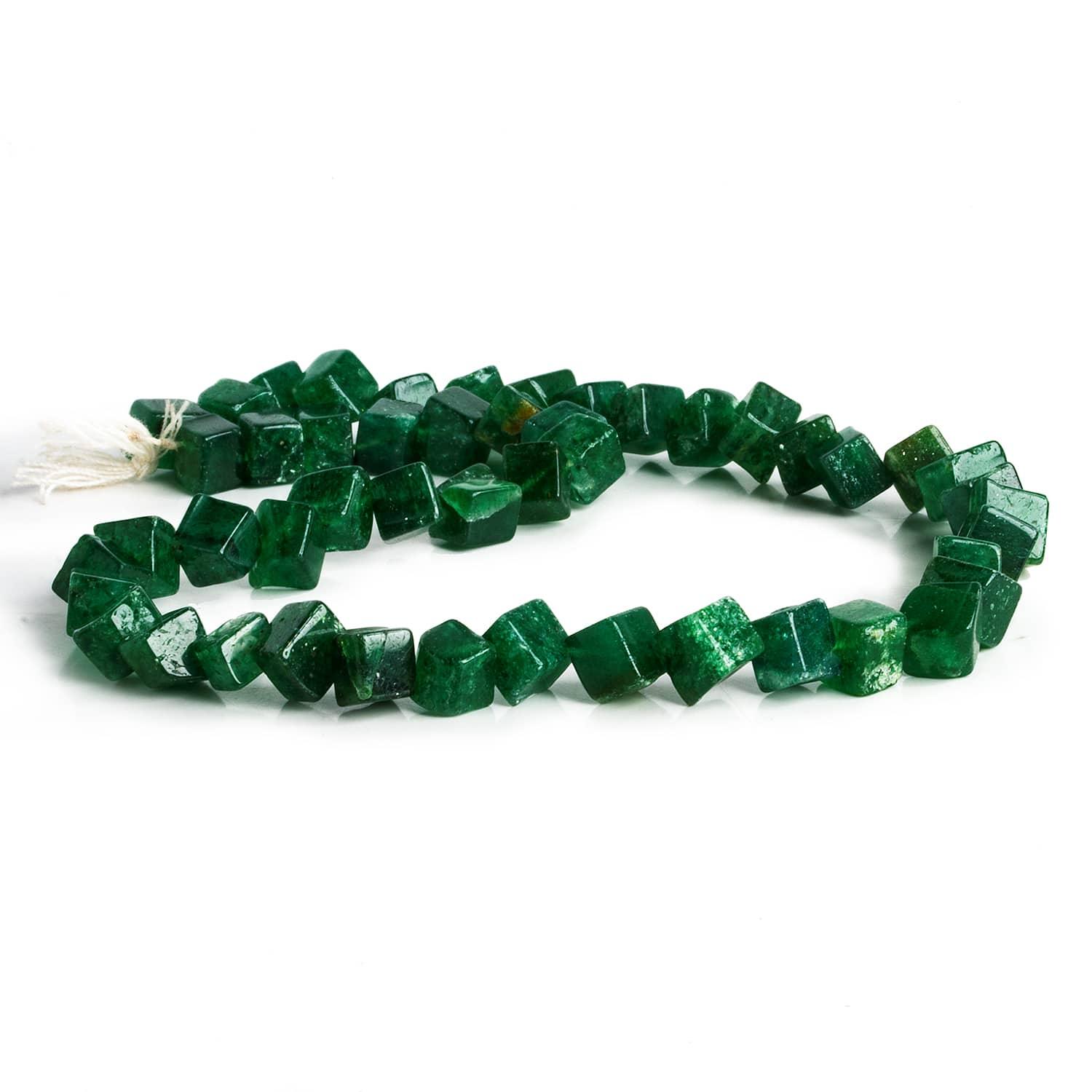 6.5-8mm Aventurine Corner Drilled Cubes 12 inch 45 beads - The Bead Traders