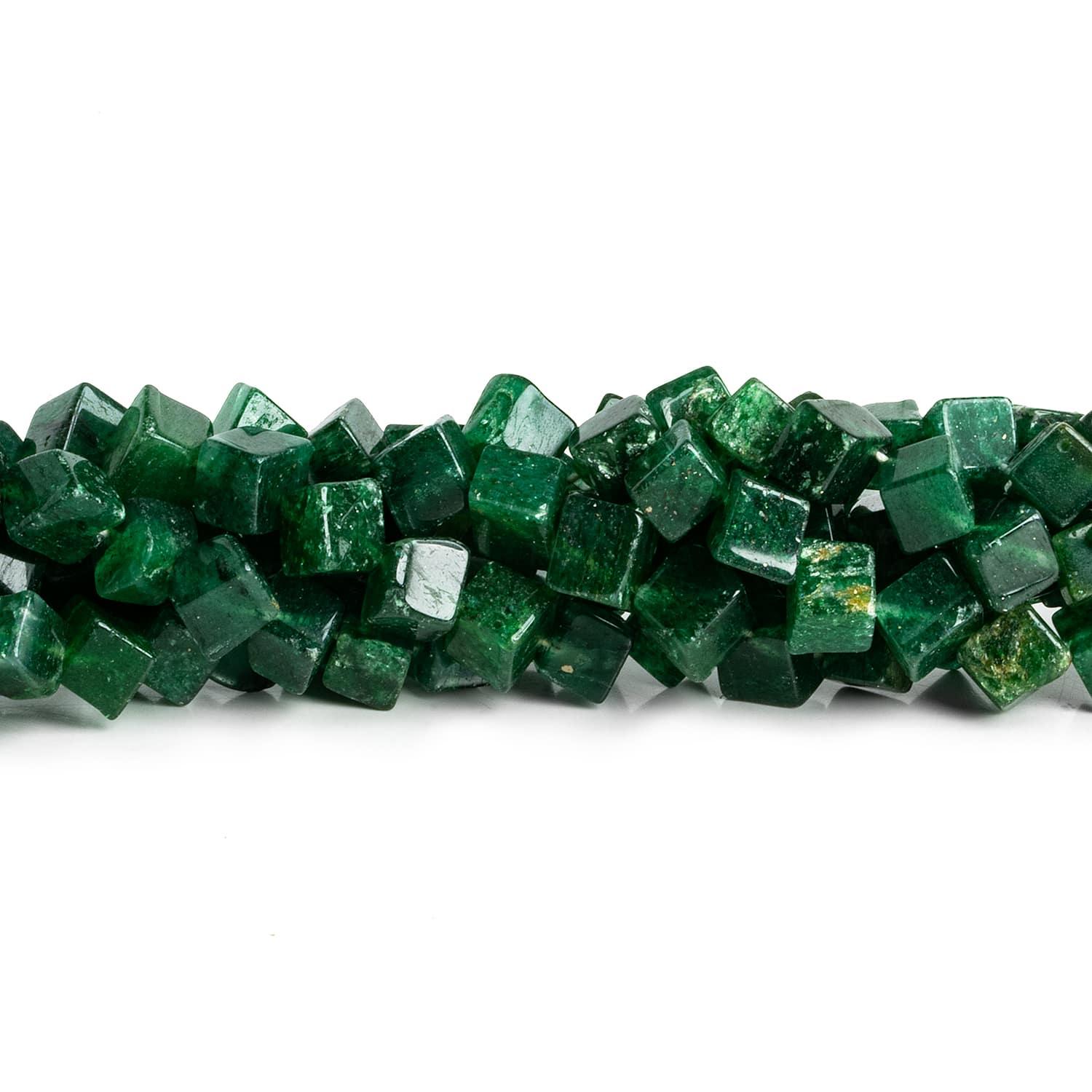 6.5-8mm Aventurine Corner Drilled Cubes 12 inch 45 beads - The Bead Traders