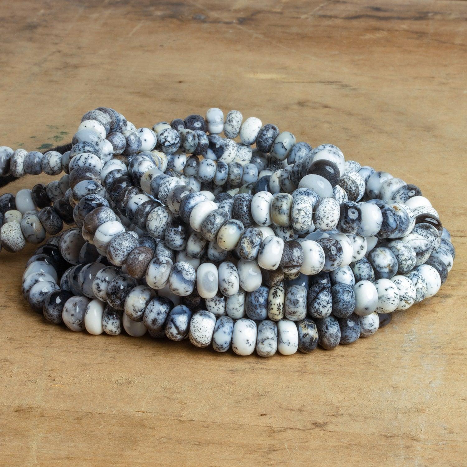 6.5-8mm Dendritic Opal Plain Rondelles 16 inch 85 beads - The Bead Traders