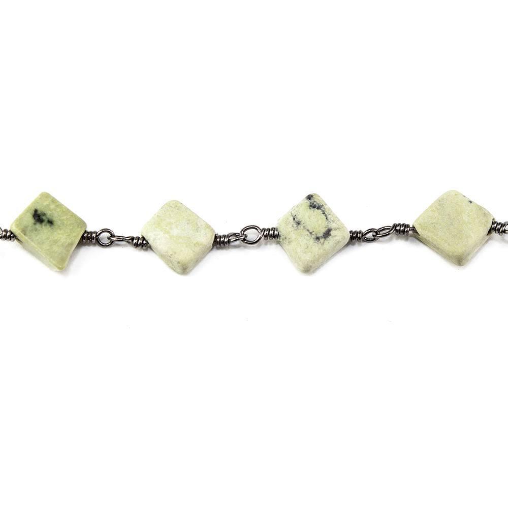 6.5-8mm Lemon Chrysoprase plain square Black Gold Chain sold by the foot - The Bead Traders