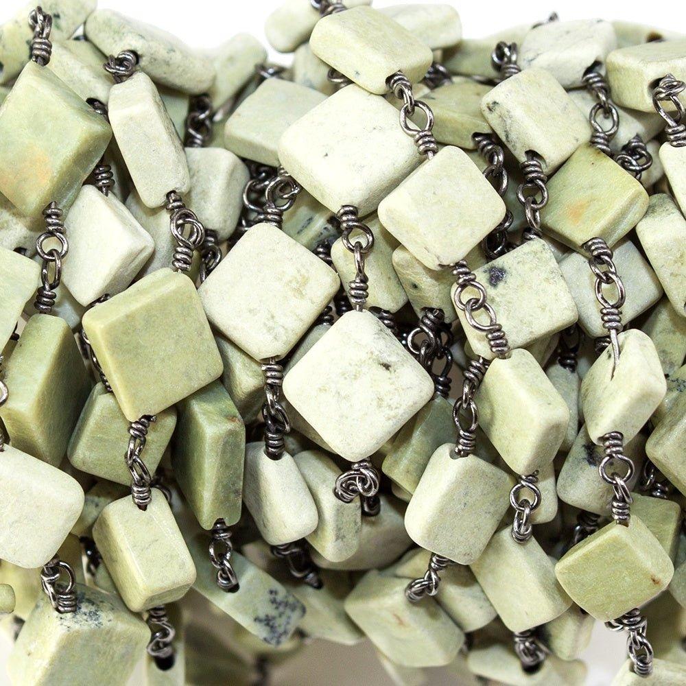 6.5-8mm Lemon Chrysoprase plain square Black Gold Chain sold by the foot - The Bead Traders