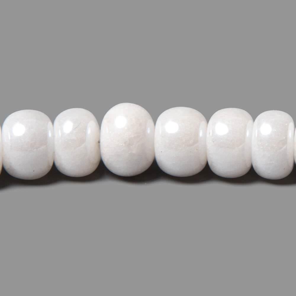6.5-9mm Mystic White Quartz plain rondelle beads 8 inch 32 pieces - The Bead Traders