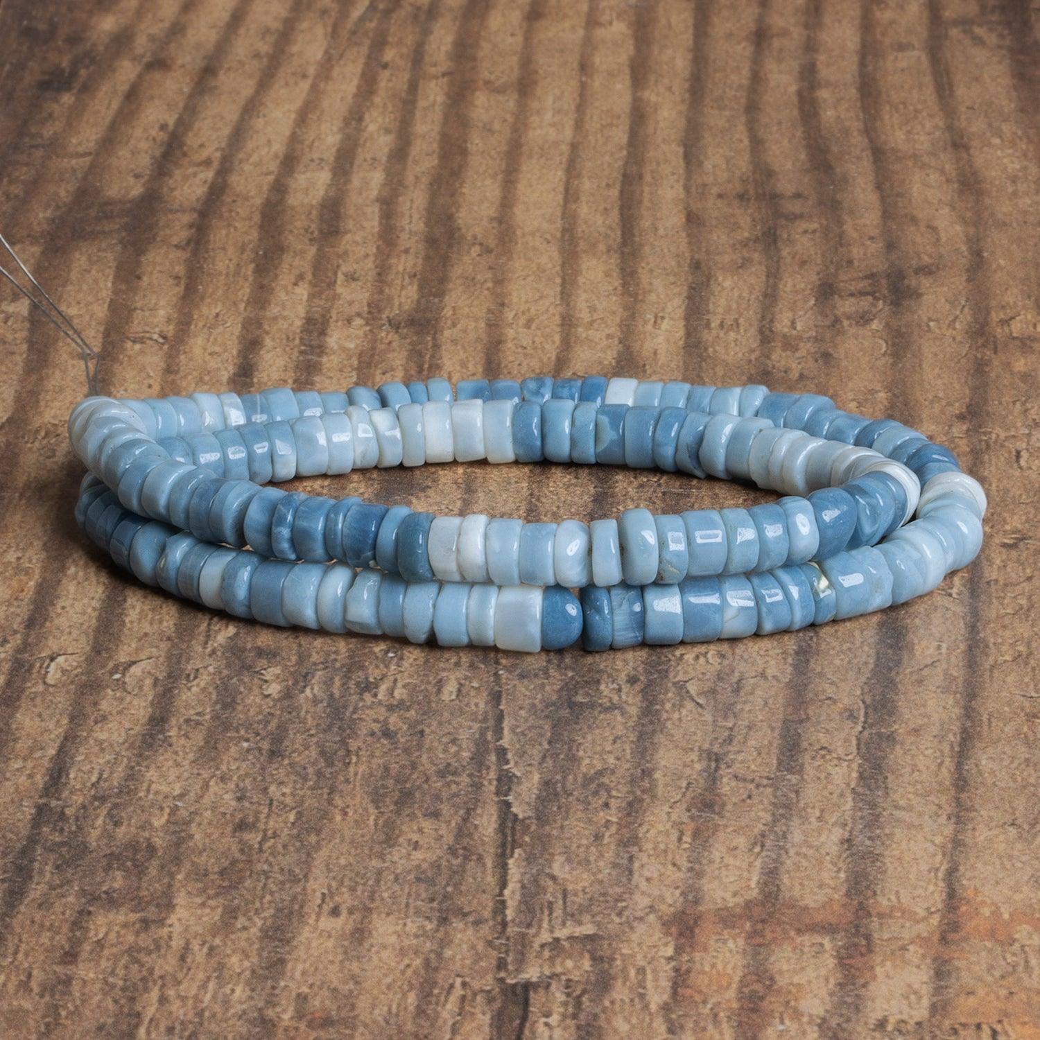 6.5mm Denim Blue Opal Plain Heishis 16 inch 125 beads - The Bead Traders