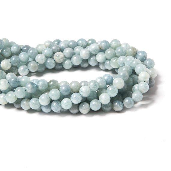 6.5mm Mystic Aquamarine plain round beads 13 inch 53 pieces - The Bead Traders
