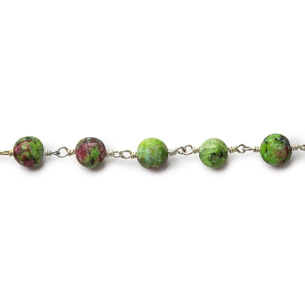 6.5mm Ruby in Fuschite Plain Round Silver plated Chain by the foot 26 pieces - The Bead Traders