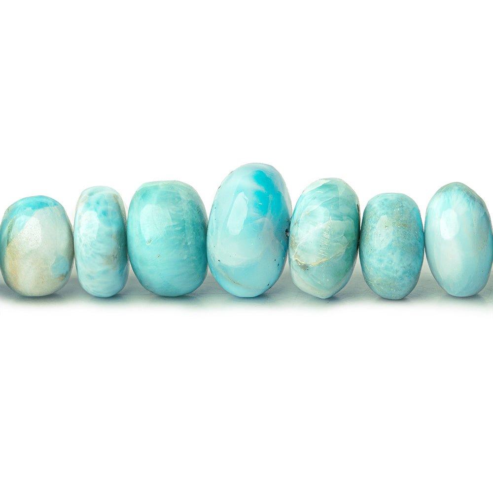 6mm - 10mm Larimar plain rondelles 18 inch 95 beads A grade - The Bead Traders