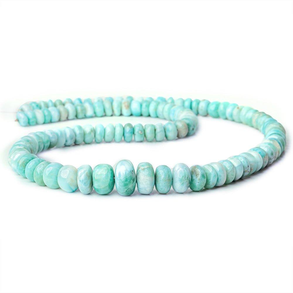6mm - 10mm Larimar plain rondelles 18 inch 95 beads A grade - The Bead Traders