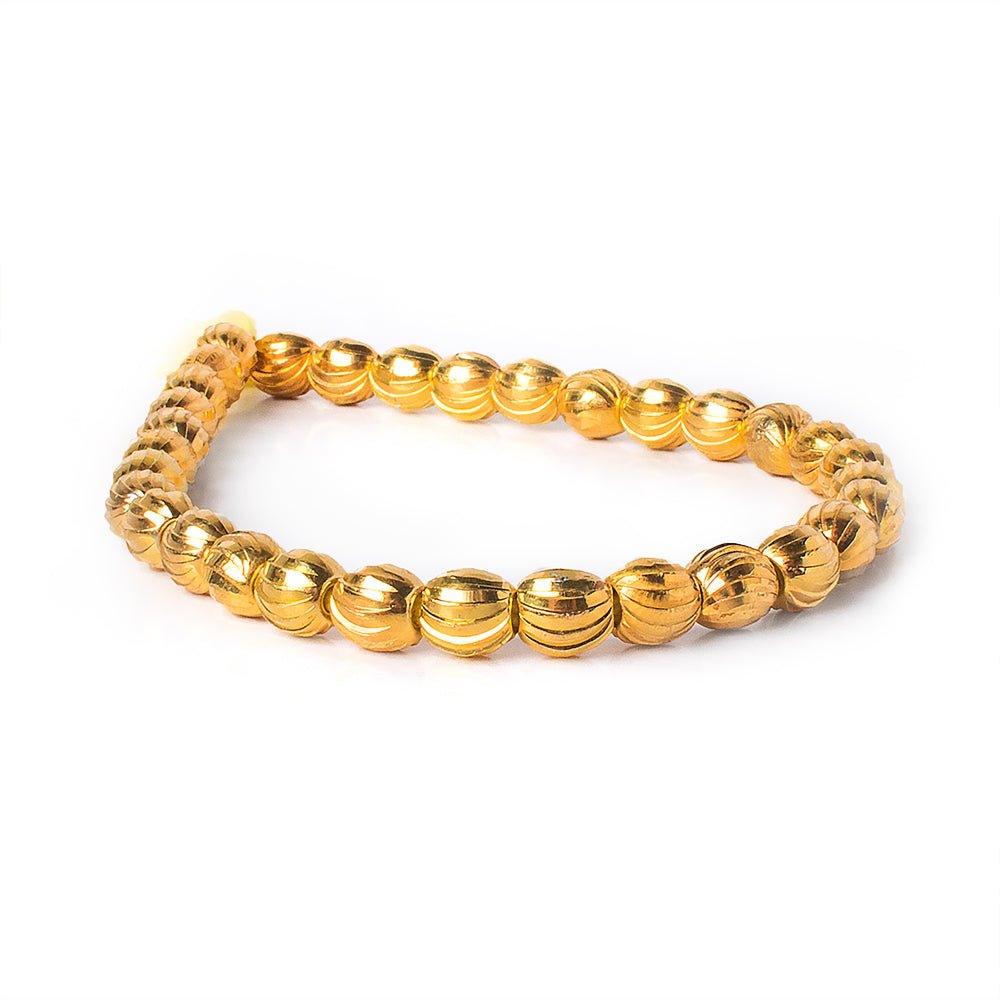 6mm 22kt Gold Plated Brass Scallop Ovals Beads, 8 inch, 37 beads - The Bead Traders