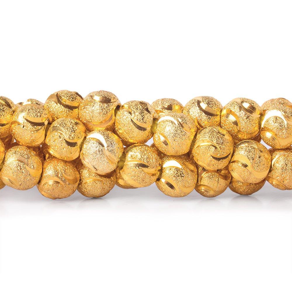 6mm 22kt Gold Plated Brass Stardust Half Moon Round Beads, 8 inch, 37 beads - The Bead Traders