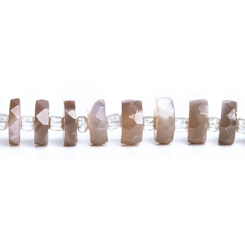 6mm-8mm Chocolate Moonstone Faceted Heishi Beads 8 inch 103 pieces - The Bead Traders