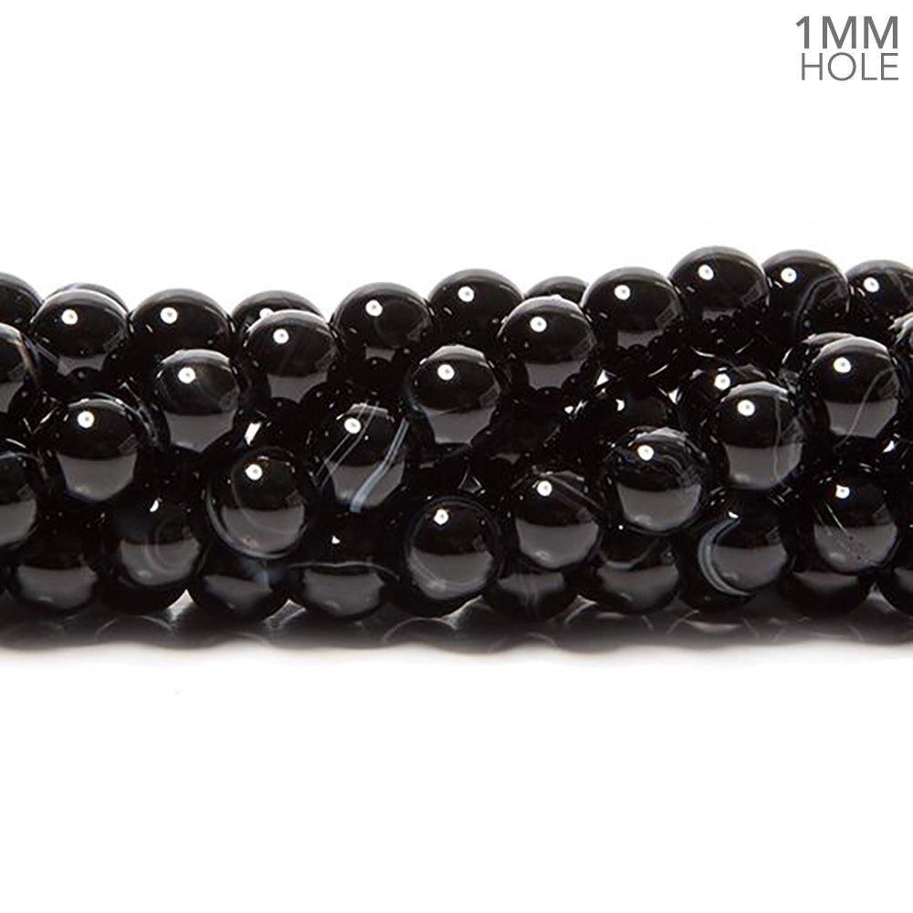 6mm Banded Black Agate plain rounds 15 inch 63 Beads - The Bead Traders