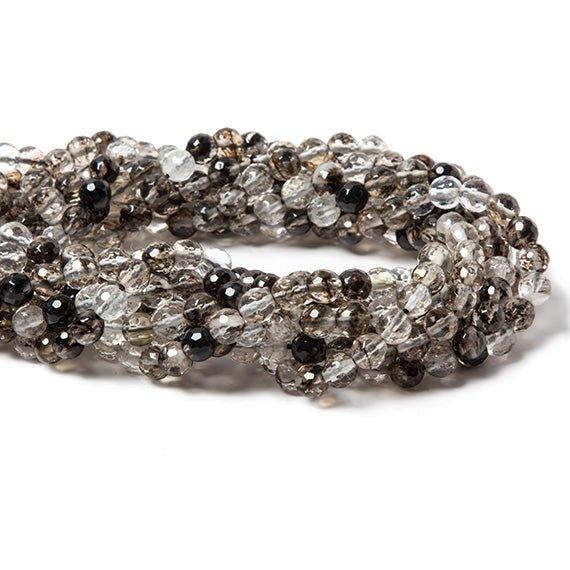 6mm Black & Clear Quartz faceted round beads 15 inch 64 pieces Lab Created - The Bead Traders