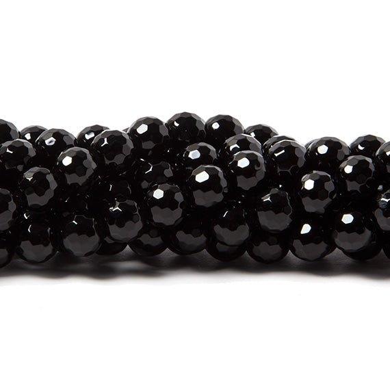 6mm Black Onyx faceted round beads 15.5 inch 66 pieces - The Bead Traders