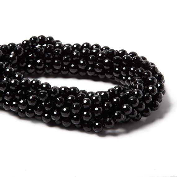 6mm Black Onyx faceted round beads 15.5 inch 66 pieces - The Bead Traders