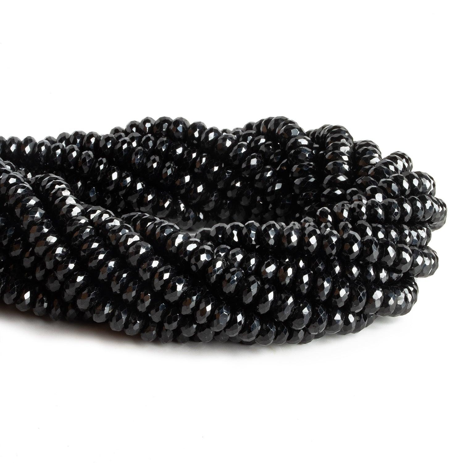 6mm Black Spinel Faceted Rondelles 14 inch 110 beads - The Bead Traders