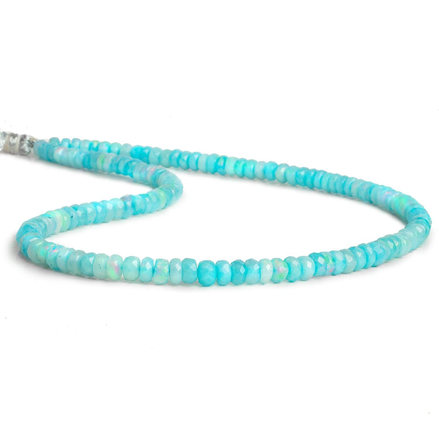 6mm Blue Ethiopian Opal Faceted Rondelles 16 inch 135 beads - The Bead Traders