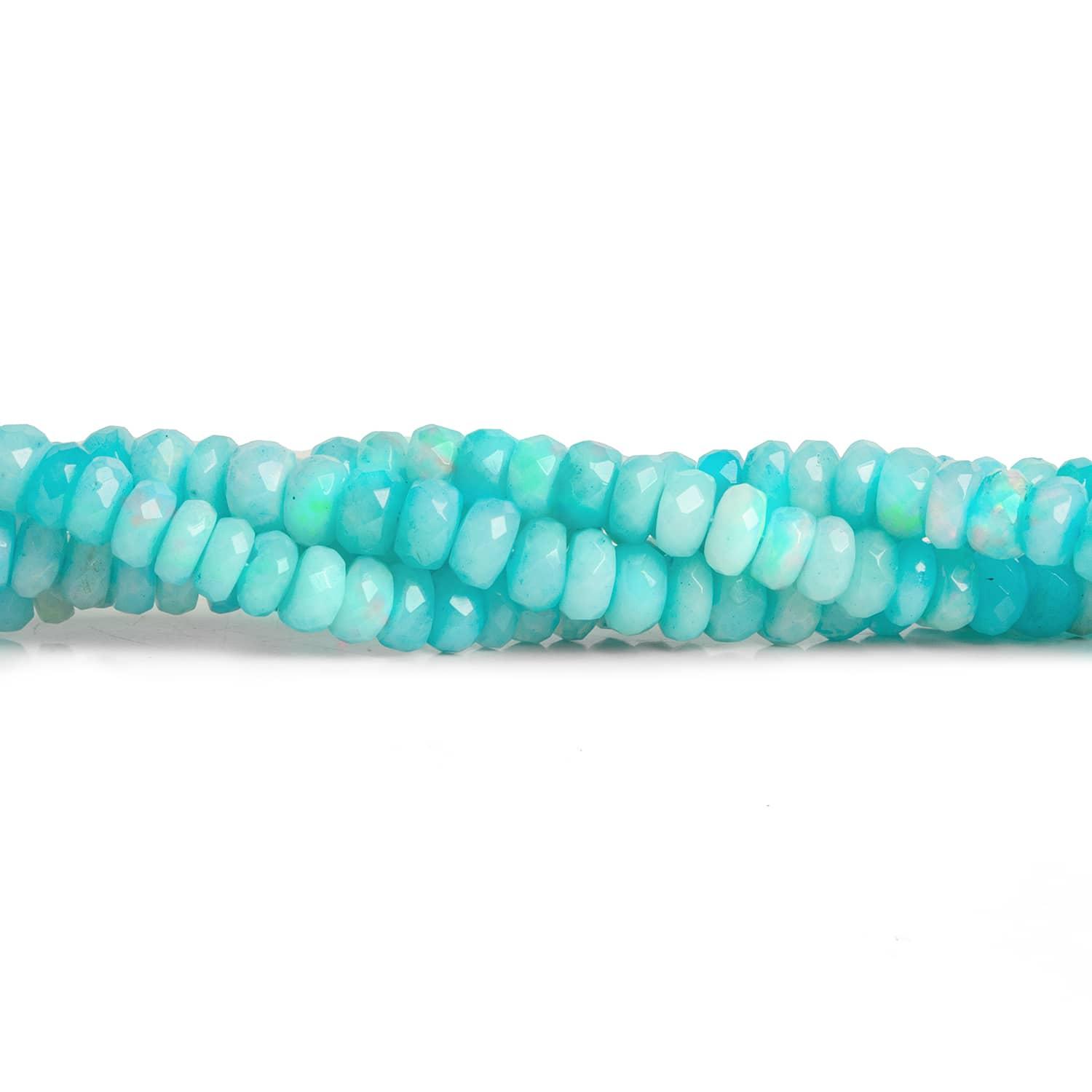 6mm Blue Ethiopian Opal Faceted Rondelles 16 inch 135 beads - The Bead Traders