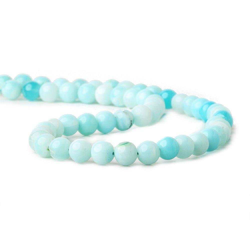 6mm Blue Opal plain round beads 13 inch 55 pieces - The Bead Traders