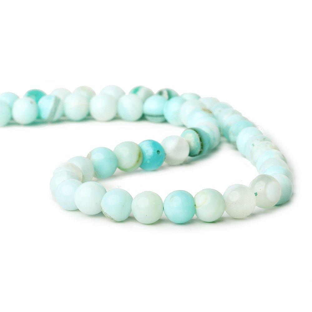 6mm Blue Opal plain round beads 13 inch 55 pieces - The Bead Traders