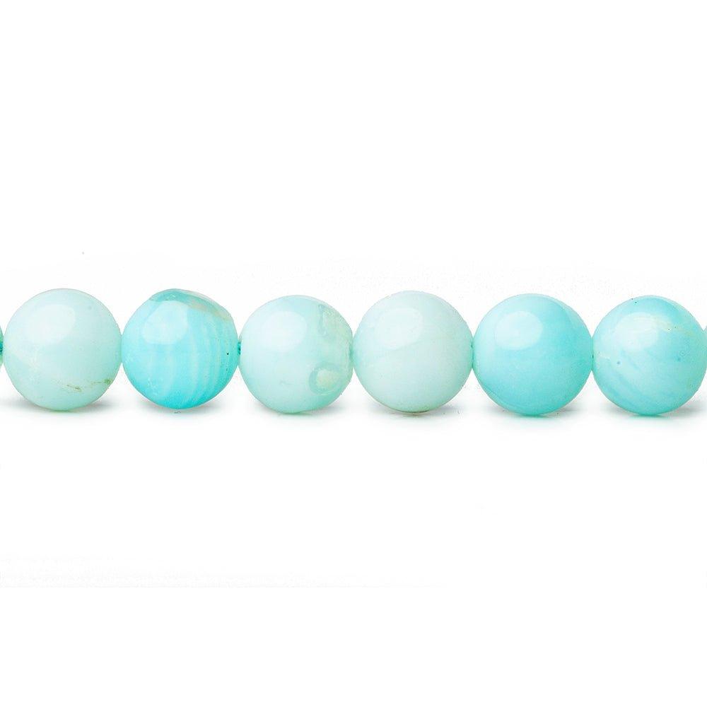 6mm Blue Opal plain round beads 13 inch 55 pieces - The Bead Traders