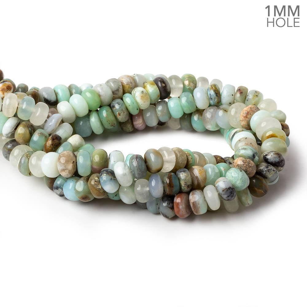 6mm Blue Peruvian Opal Plain Rondelles 14 inch 105 beads - The Bead Traders