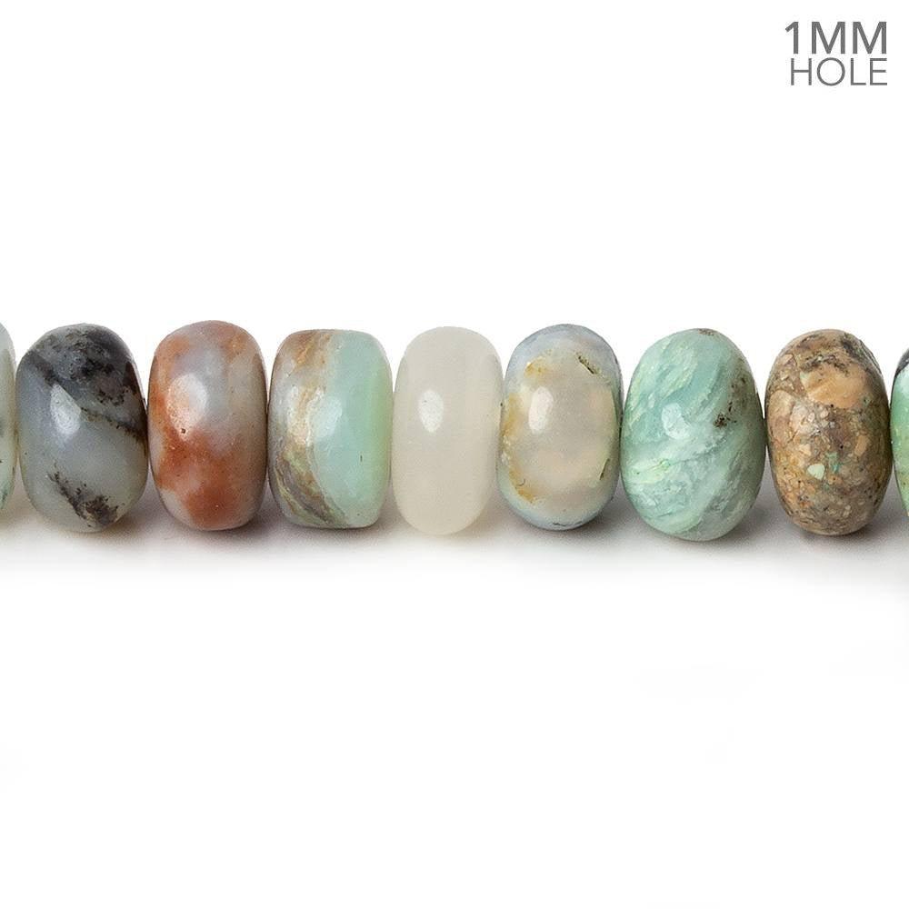 6mm Blue Peruvian Opal Plain Rondelles 14 inch 105 beads - The Bead Traders