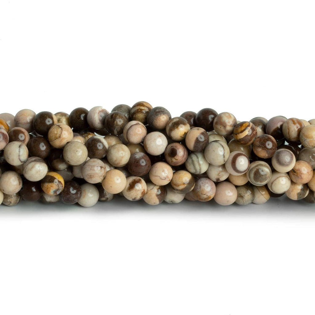 6mm Brown Zebra Jasper Plain Rounds 15 inch 60 beads - The Bead Traders