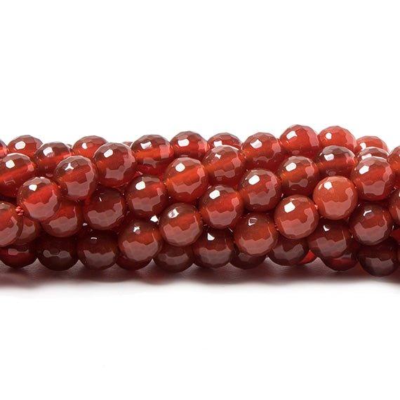 6mm Carnelian Agate faceted round beads 14.5 inch 64 pieces - The Bead Traders