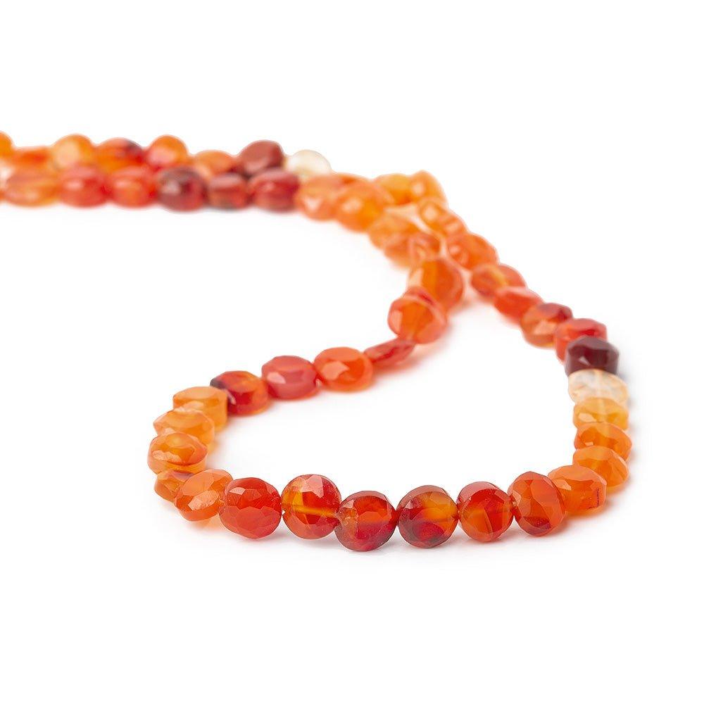 6mm Carnelian Faceted Coin Beads, 14 inch - The Bead Traders