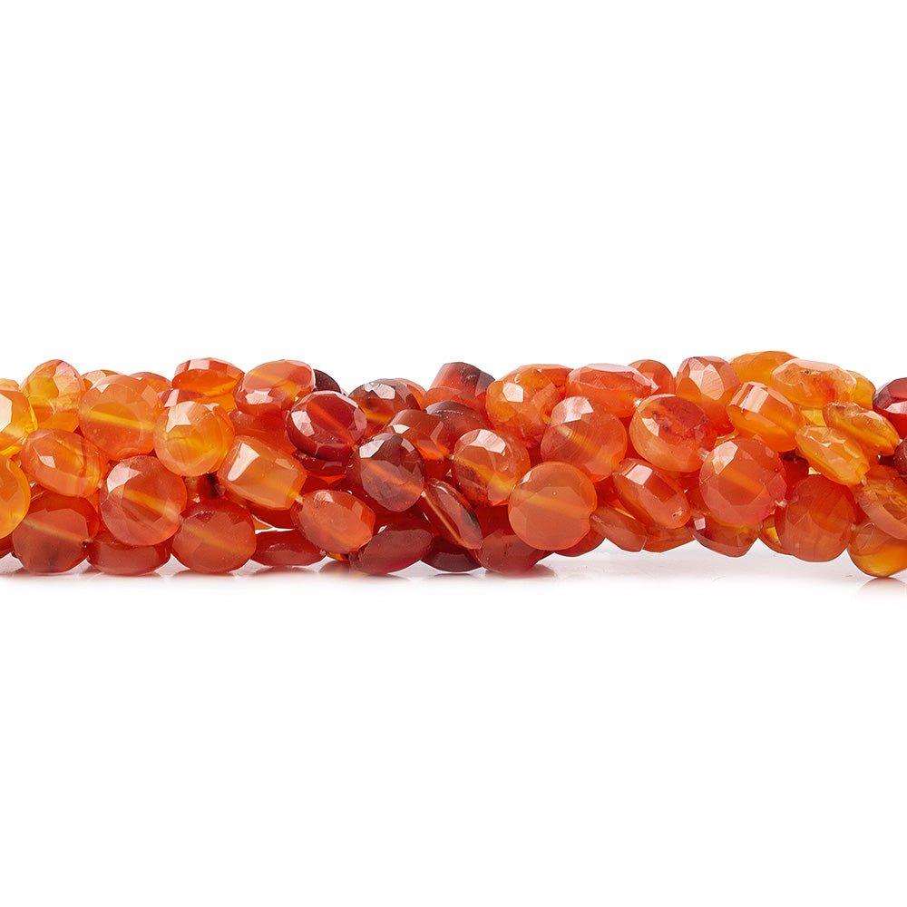 6mm Carnelian Faceted Coin Beads, 14 inch - The Bead Traders
