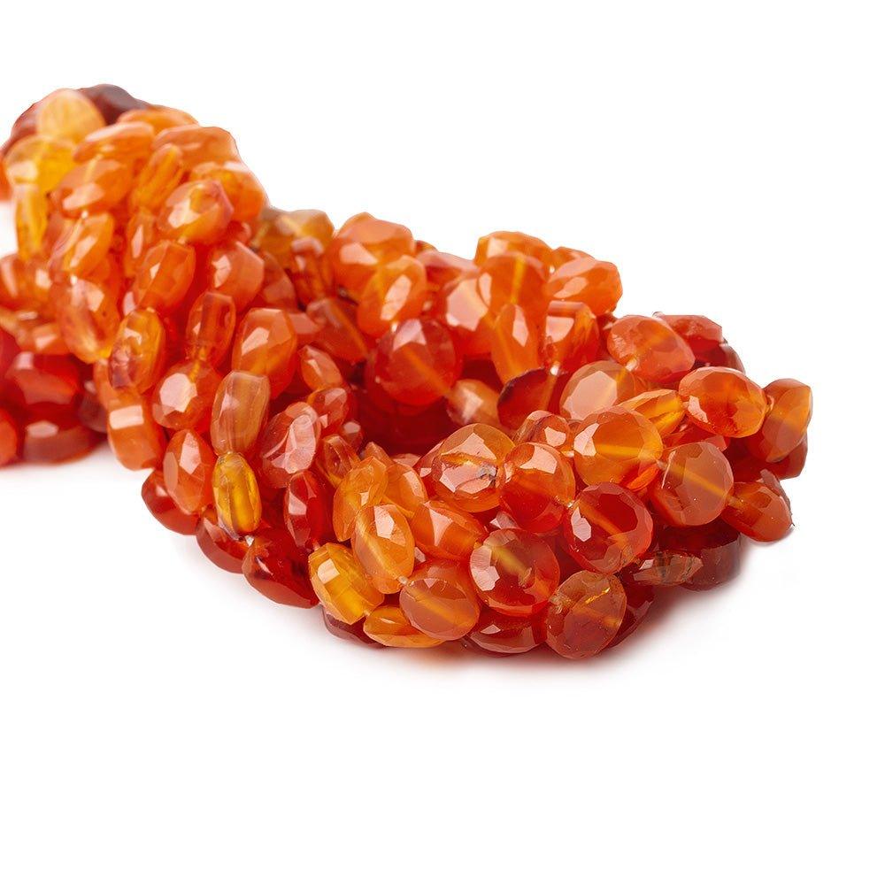 6mm Carnelian Faceted Coin Beads, 14 inch - The Bead Traders