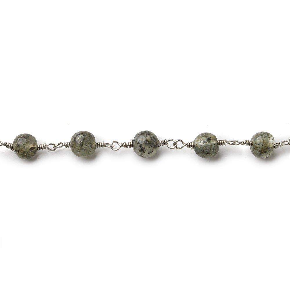 6mm Celestial Quartz Plain Round Silver plated Chain by the foot 24 pieces - The Bead Traders