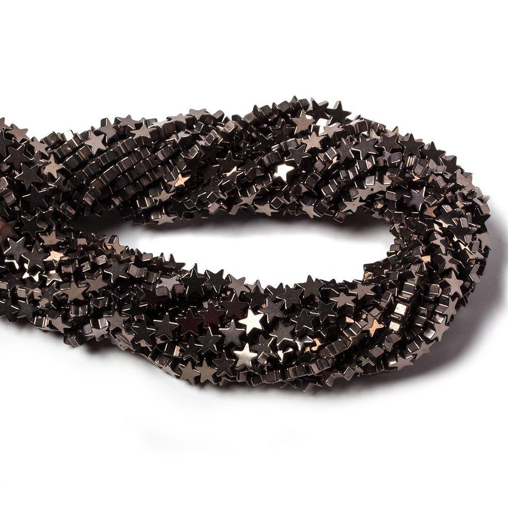 6mm Chocolate Brown plated Hematite plain star Beads 15 inch 80 pieces - The Bead Traders