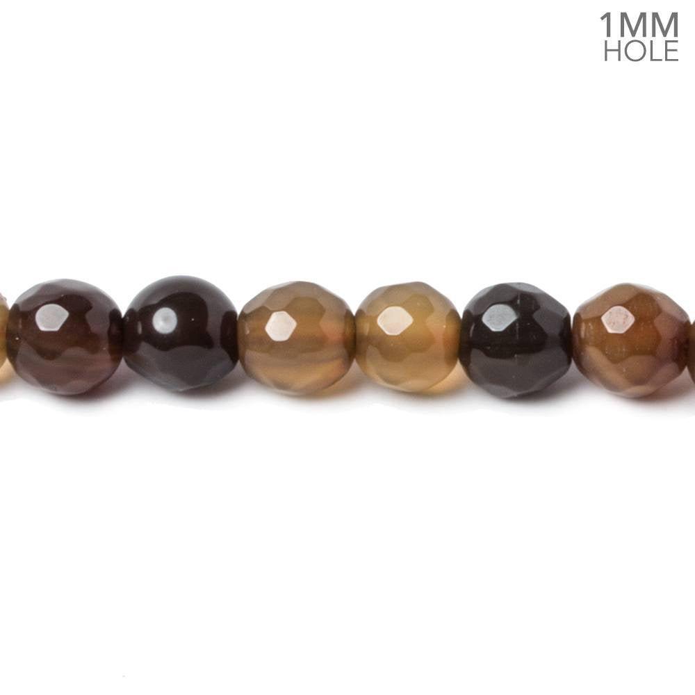 6mm Dark Chocolate Agate faceted rounds 14.5 inch 60 beads - The Bead Traders