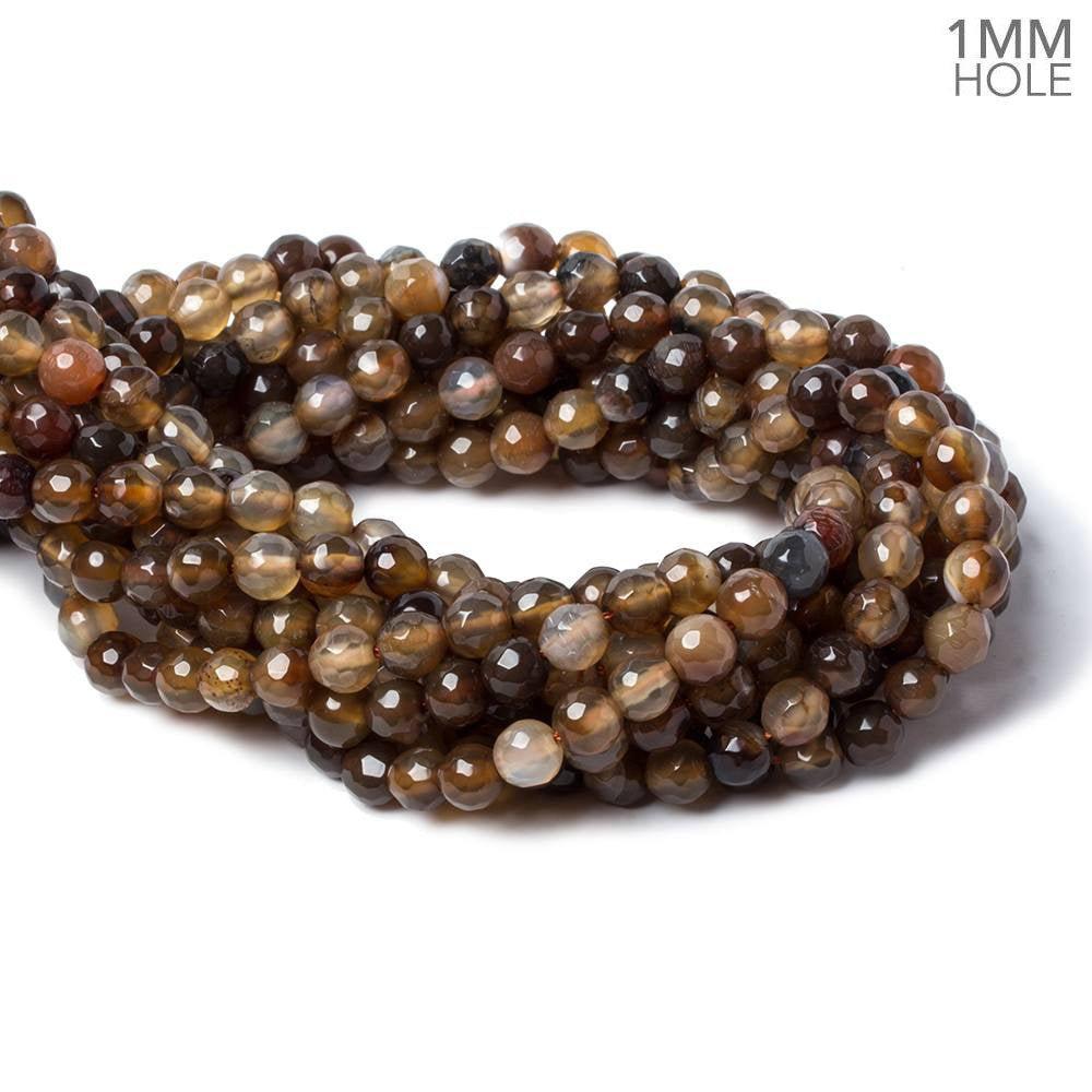6mm Dark Chocolate Agate faceted rounds 14.5 inch 60 beads - The Bead Traders