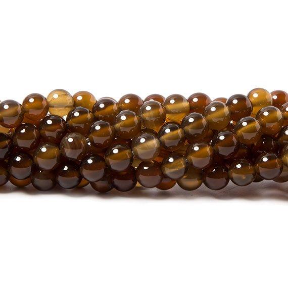 6mm Deep Brown Agate plain round beads 15 inch 60 pieces - The Bead Traders