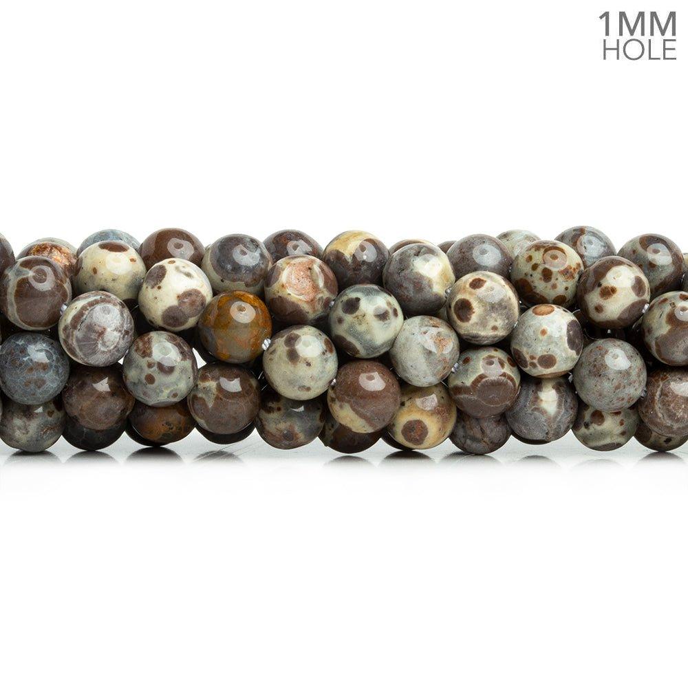 6mm Fossil Ocean Jasper Plain Round Beads 15 inch 60 pieces - The Bead Traders