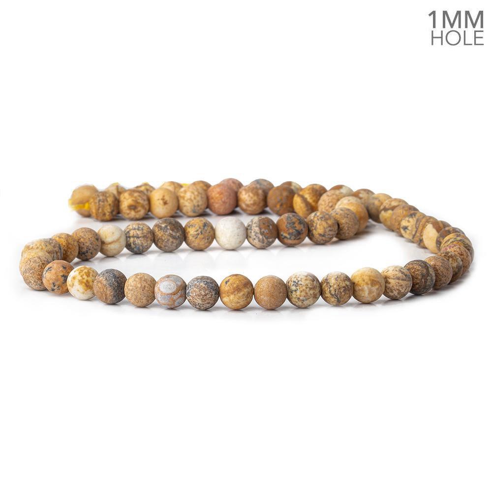 6mm Frosted Picture Jasper plain round beads 15 inch 60 pieces - The Bead Traders