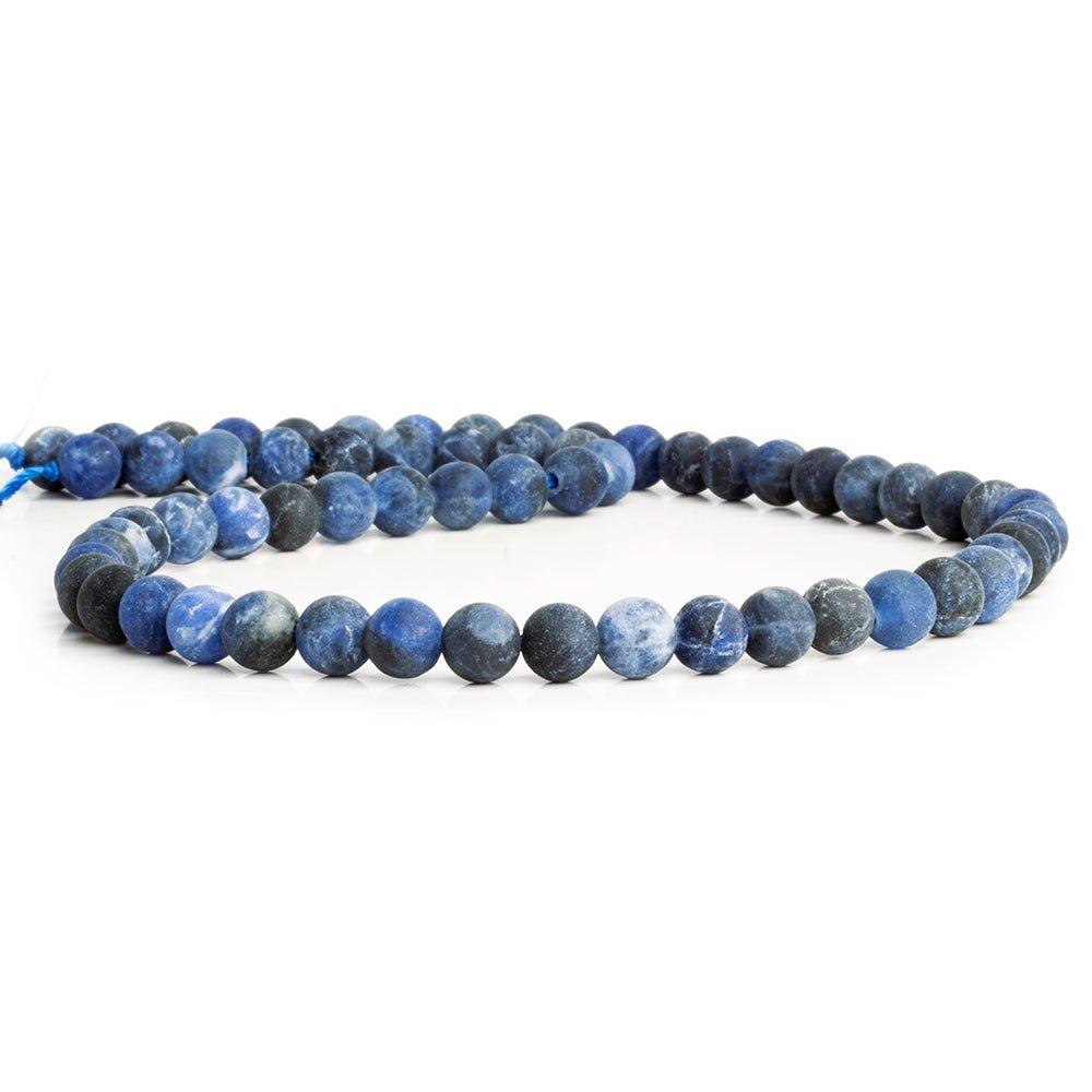 6mm Frosted Sodalite plain round beads 15 inch 62 pieces - The Bead Traders