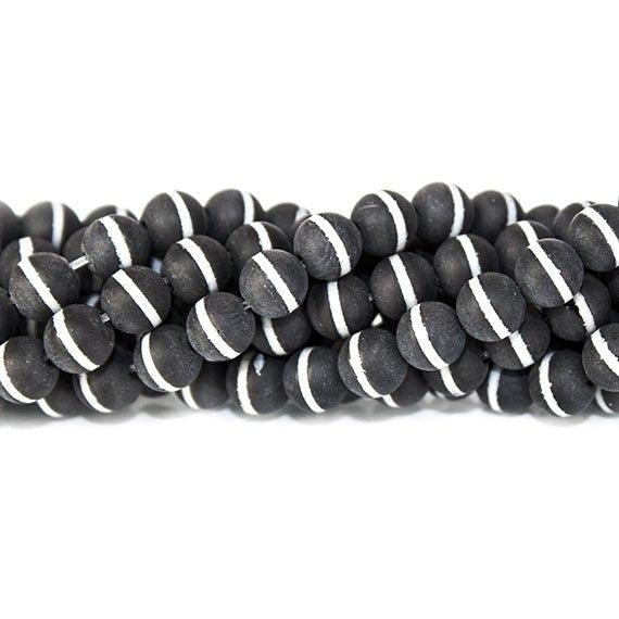 6mm Frosted Tibetan Black White Agate plain round 15 inch 64 beads - The Bead Traders